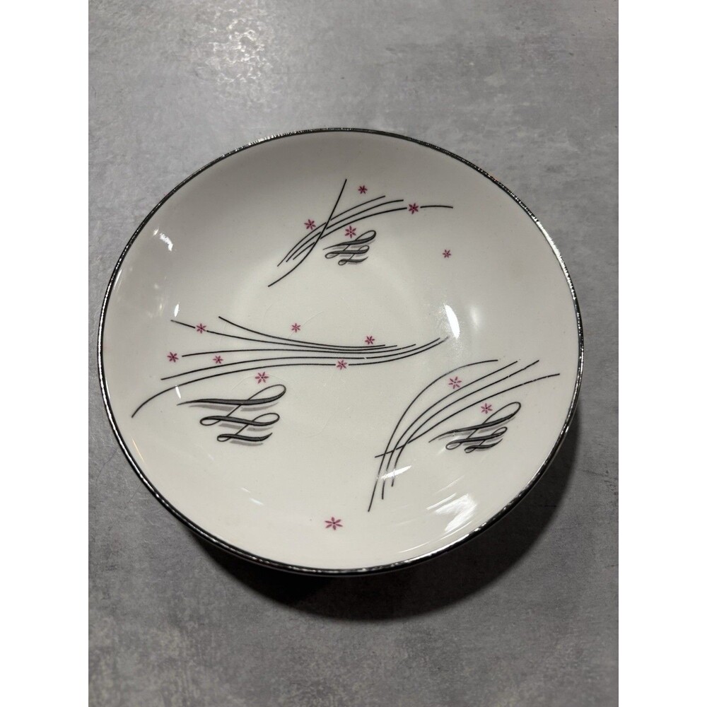 Futura Serenade Ceramic Bowl, White/Black/Pink, Round Glossy Finish